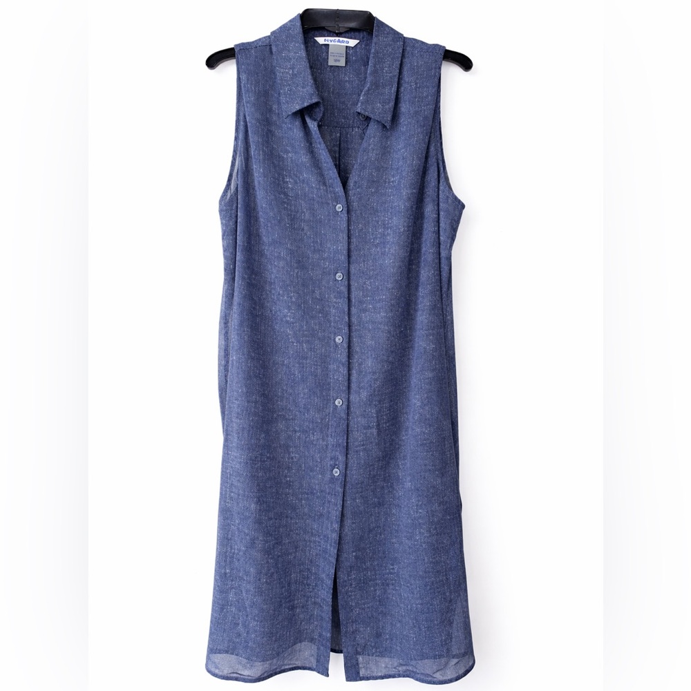 Nygard Duster blue sleeveless button-down semi-sheer size 16 W
